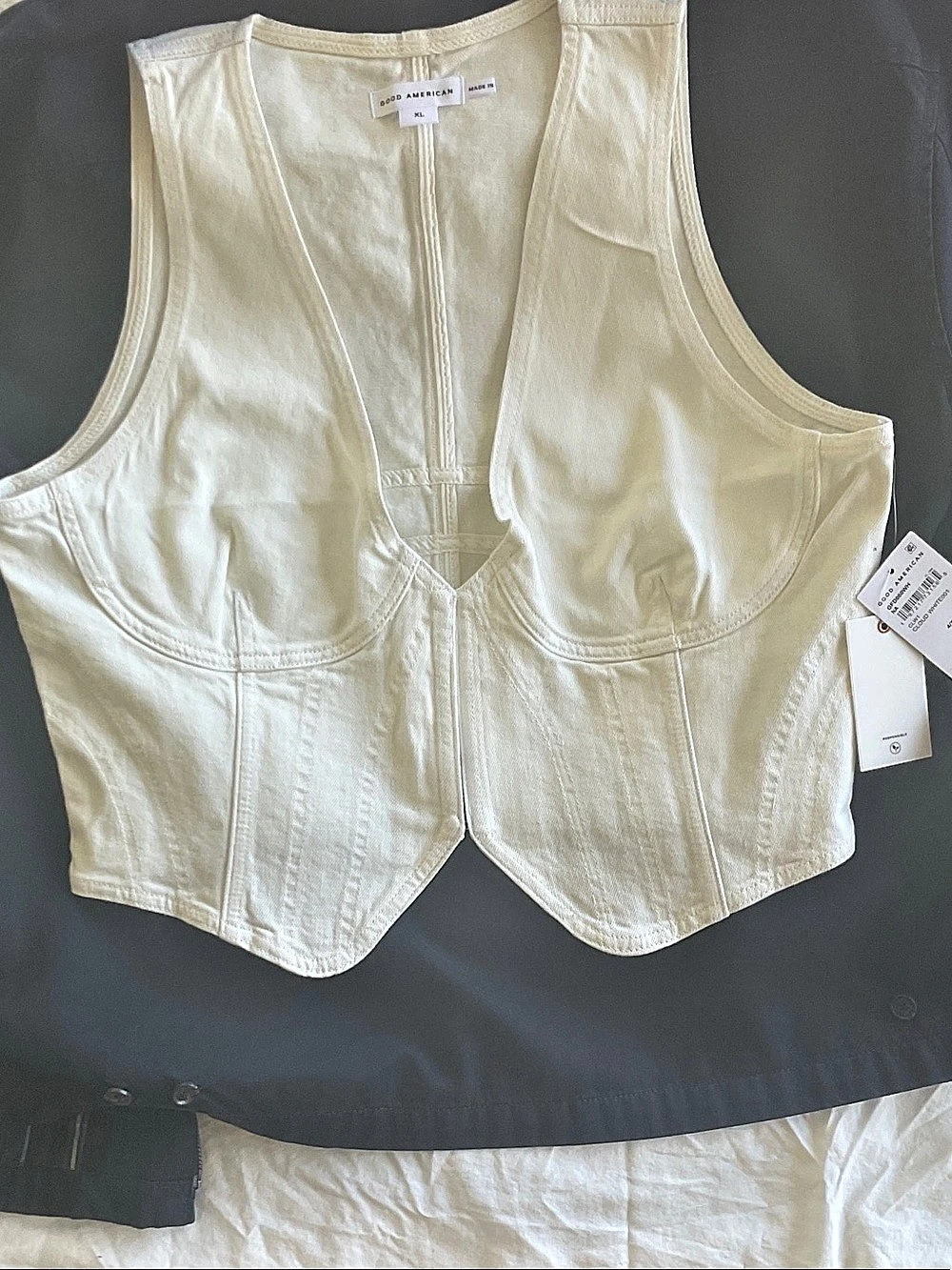 Good American Denim Vest in Cream Size XL
